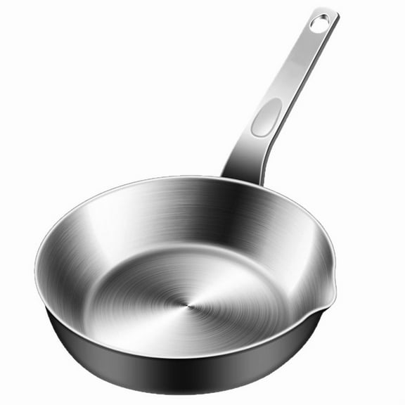 Healifty Small Stainless Steel Frying Pan Flat Bottom Skillet for Easy Cooking