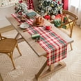 thumbnail image 3 of Red Gold Plaid Christmas Table Runner, Winter Holiday Table Runners 108 inches Long, Xmas Decorations Indoor Outdoor Farmhouse Home Kitchen Dining Party Decor, 3 of 7