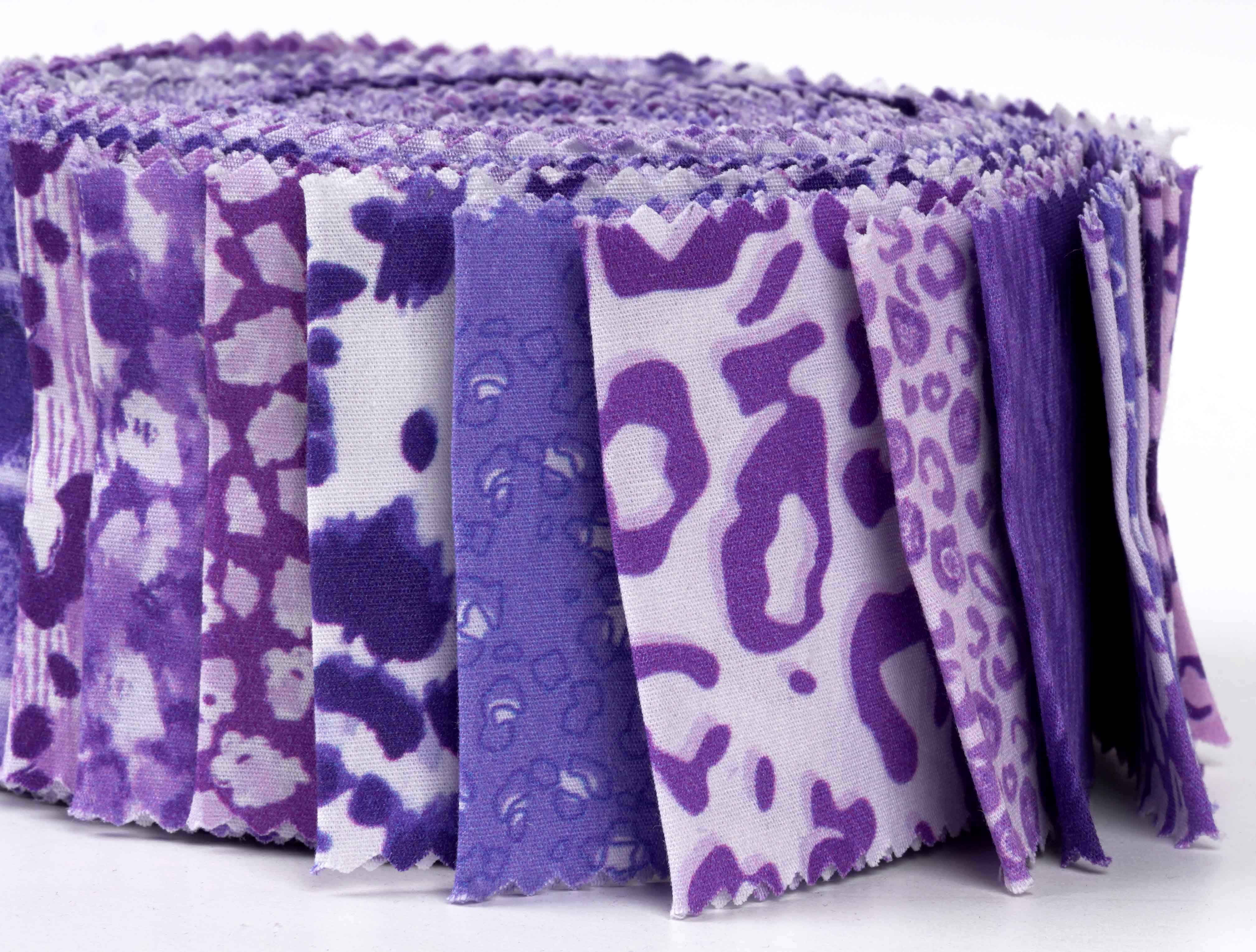 Soimoi 40Pcs Floral Artistic Print Cotton Precut Fabrics For Quilting Craft Strips 2.5x42inches Jelly Roll - Violet