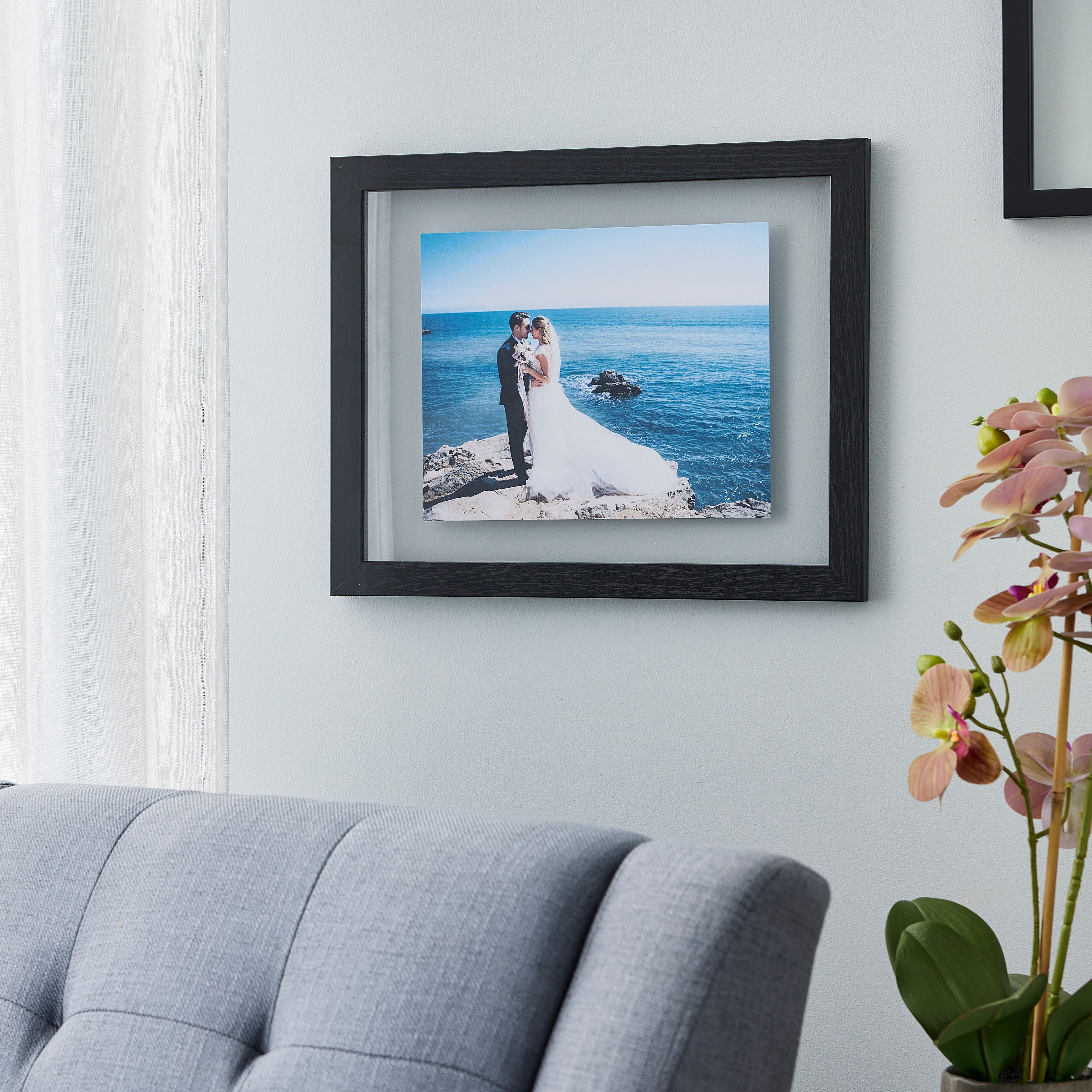 Studio Decor 11" x 14" Black Belmont Float Picture Frame with 8" x 10" Mat - Pre-attached Hanging Hardware, Horizontal or Vertical - MDF, Bulk 8 Pack