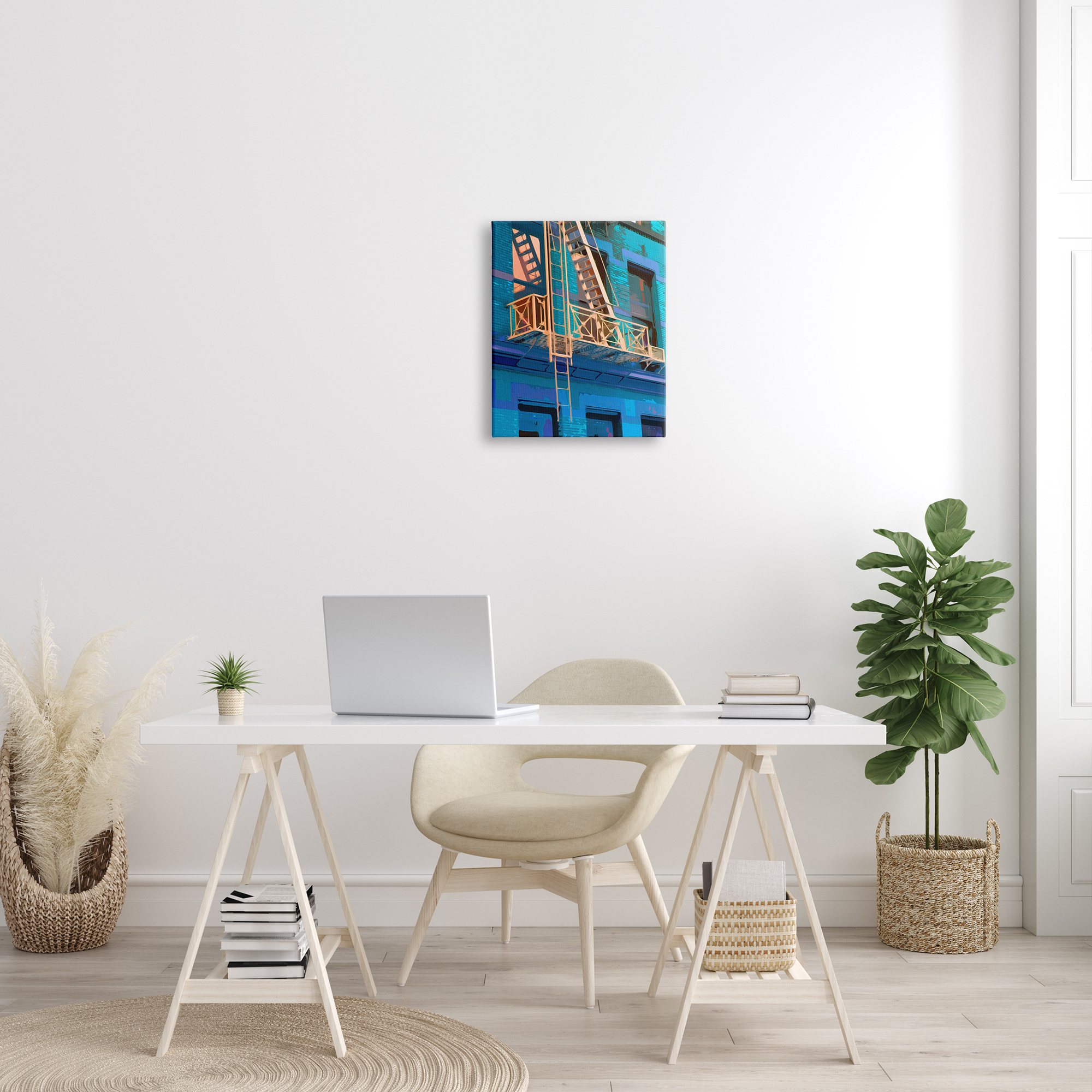 Stupell Industries Urban City Architecture Building Blue Evening Lighting Painting Gallery Wrapped Canvas Print Wall Art, Design by Noah Bay