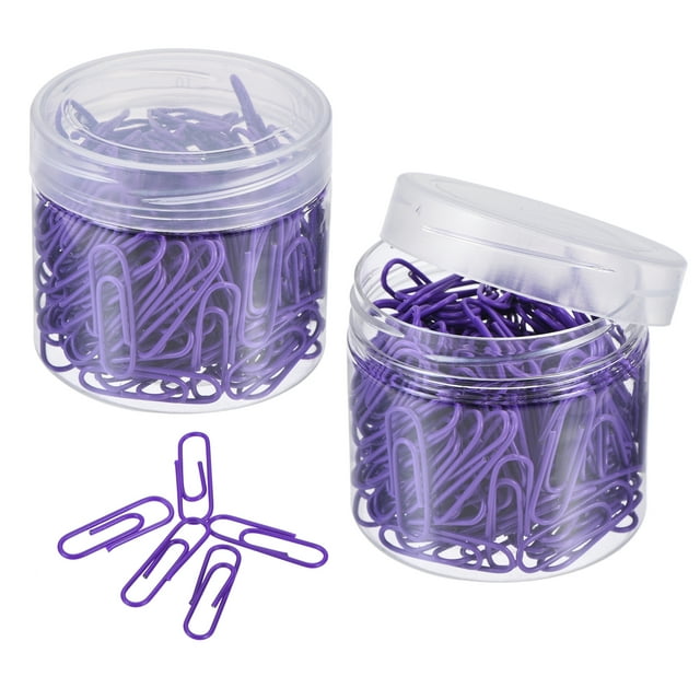 Unique Bargains Paper Clips 1.1 Inch Vinyl Coated with Box for Office Home Purple Count 400