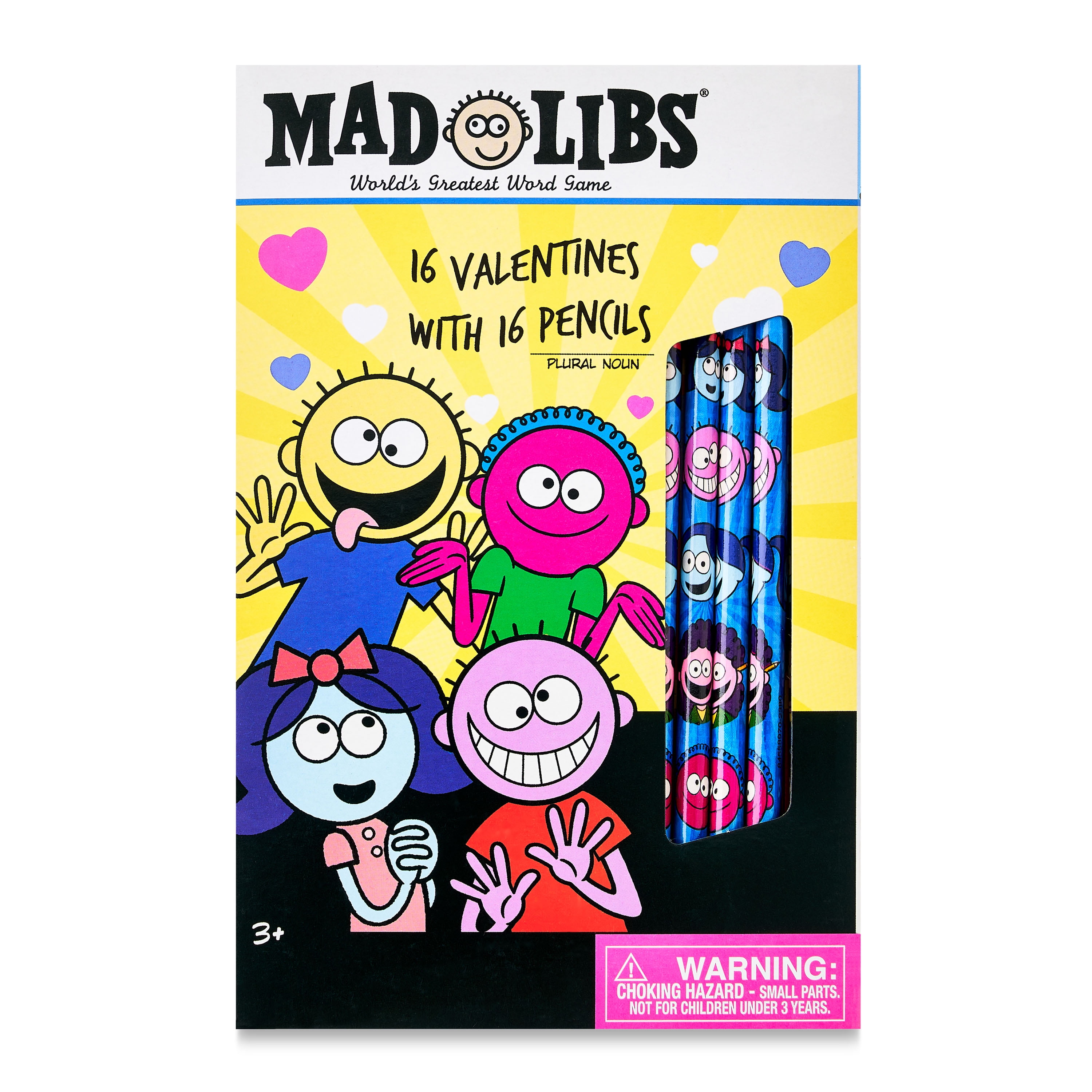 Mad Libs Way To Celebrate MadLibs Valentine's Day Cards, 16 Count, Multi-Color Classroom Exchange Cards, 16 Full Size Pencils