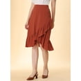 thumbnail image 5 of INSPIRE CHIC Women's Casual Ruffle Hem Asymmetrical High Elastic Waist Wrap Skirt, 5 of 6