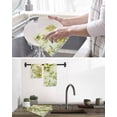 thumbnail image 5 of Sage Green Leaves Kitchen Dish Towels for Drying Dishes Set of 3, Summer Botanical Farmhouse Watercolor Leaf Waffle Weave Microfiber Hand Tea Bathroom Towels Quick Dry & Absorbent Towel 15.7x23.6, 5 of 7