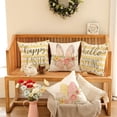 thumbnail image 2 of hofaaa Happy Easter Pillow Covers 20x20 Inch Set of 4, Striped Hello Spring Floral Bunny Rabbit Eggs Decorative Farmhouse Throw Pillowcases for Home Sofa Couch Decoration (Yellow) G452-20, 2 of 6