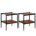 thumbnail image 2 of Gzxs End Tables Set of 2, Modern Glass Side Table with Open Shelf, 2-Tier Accent Rectangle Table with Black Metal Frame, for Living Room, Bedroom (Brown), 2 of 8