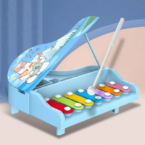 Herunwer 2 in 1 Piano Toy Musical Instrument with Multicolored Keys Keyboard Sheet Music Two Mallets