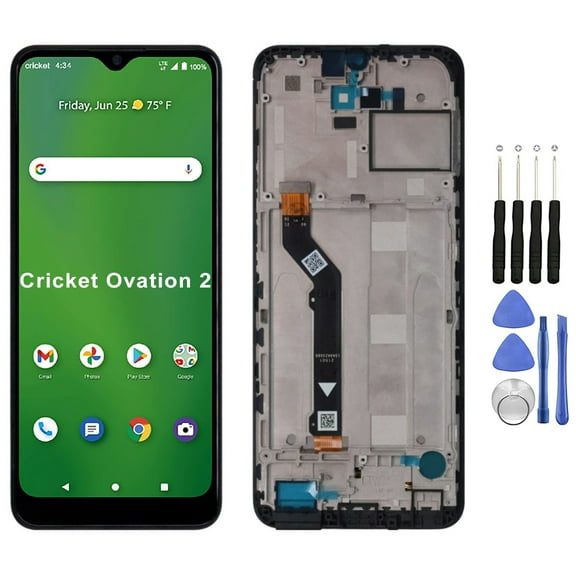 KIQ Replacement LCD Screen Full Assembly with Digitizer Compatible with Cricket Ovation 2 (With Frame)