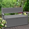 thumbnail image 5 of Nihsuao 80 Gallon Plastic Storage Bench Made of Durable Weatherproof Resin, Deck Box Lockable Storage Compartment for Outdoor Patios & Lawns, Gray, 5 of 8