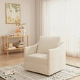 thumbnail image 2 of YODOLLA Swivel Armchair, Nursery Fabric Accent Chair,360° Rotating Metal Base, Beige, 2 of 9