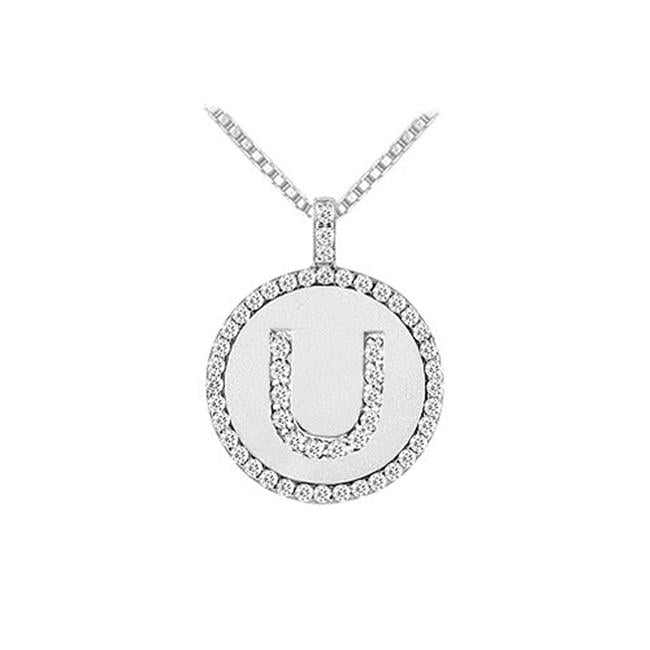 Diamond Initial U Disc Pendant 14K 