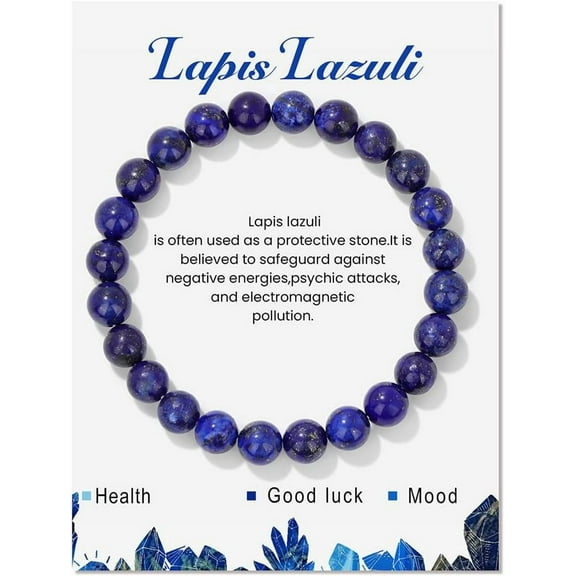 1Pc Natural Lazuli Beaded Stretch Bracelets Round 7-1/2 inch(19cm)