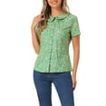 thumbnail image 1 of CAMISA DE MUJER ATHLECHIC DE VERANO CON COLLAR PETER PAN, BOTONES EN LA PARTE FRONTAL, BLUSA VINTAGE DE FLORES, TALLA XS, VERDE Y ROSA, 1 of 6