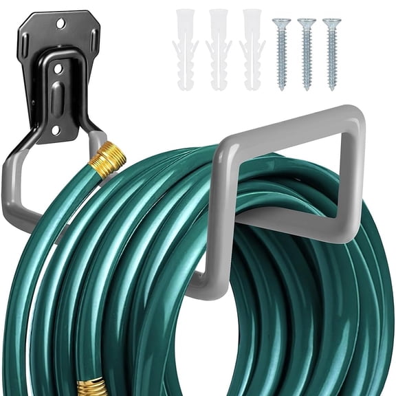PeoMev Garden Hose Holder - Metal Garden Hose Reel Wall Mounted Water Hose Holders for Outside, Heavy Duty Hose Hanger for Water Hose Storage