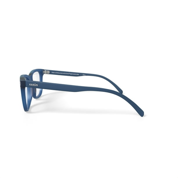 Horus 135-52x39 青 Karun Women's Zorro Square Prescription Eyeglasses with Case, Blue