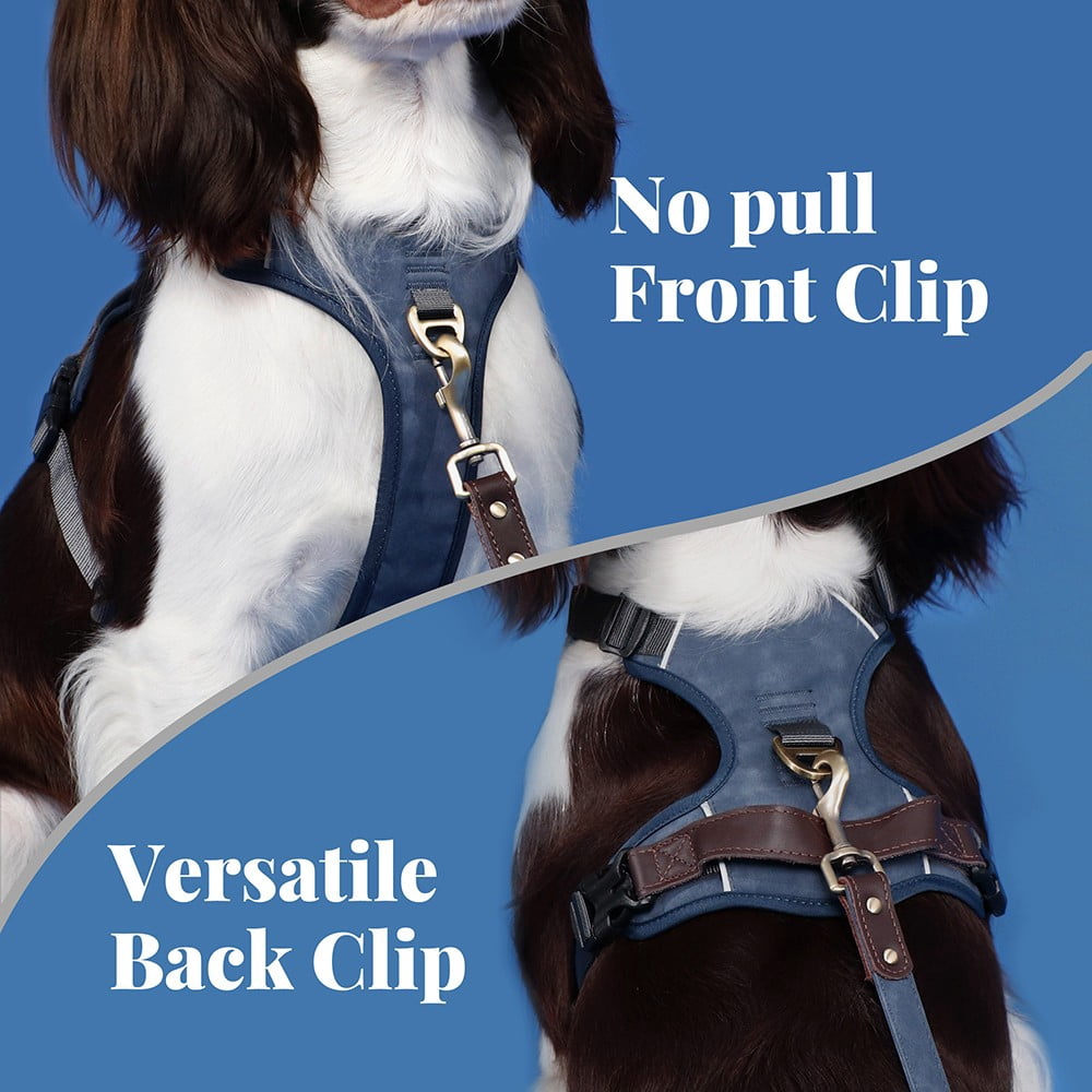 Didog No Pull PU Leather Dog Harness Adjustable Pet Sport Vest with Handle Quick Fit