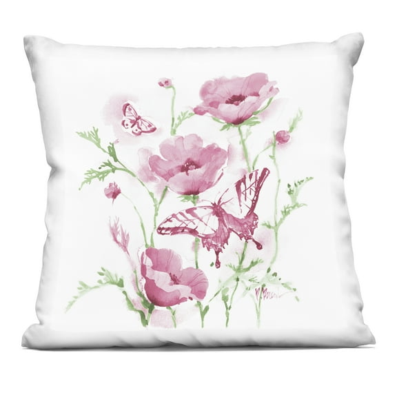 Stupell Industries Pink Province Poppies Decorative Printed Throw Pillow design by Paul Brent, 18 x 7 x 18