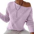 thumbnail image 2 of Gvmfive Women's Twill Solid One Shoulder Long Sleeve Knitted Casual Sweater, 2 of 4