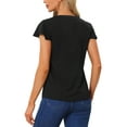 thumbnail image 3 of INSPIRE CHIC Women's V Neck Cap Sleeve Summer Business Casual Blouse XL Black, 3 of 6