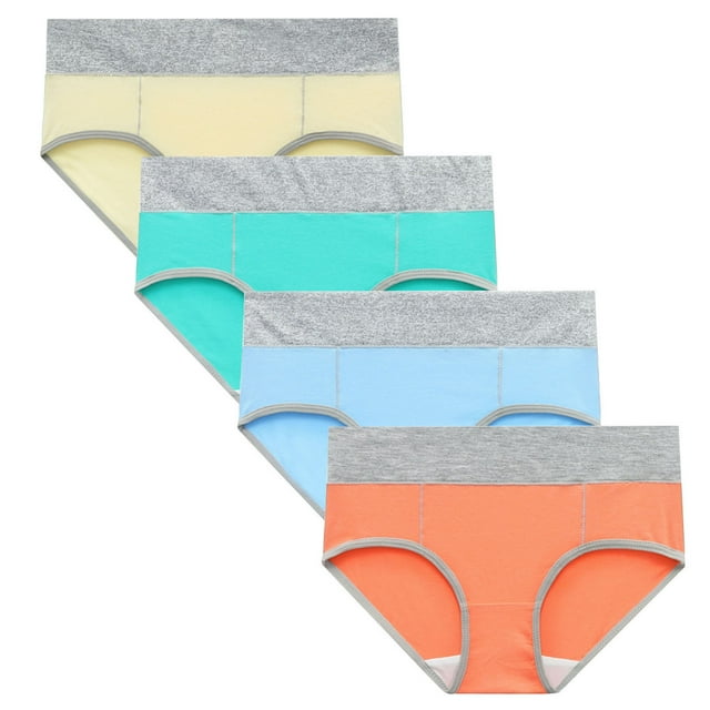 RKSTN 4Pc Womens Boxer Briefs High Waist Full Coverage Briefs Soft Breathable Postpartum Panties Patchwork Color Stretch Underpants