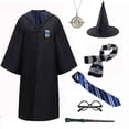 thumbnail image 1 of Disfraz de bruja y mago para niños y adultos, bata con capa para niños, niñas, hombres y mujeres, Cosplay de Halloween, 1 of 4