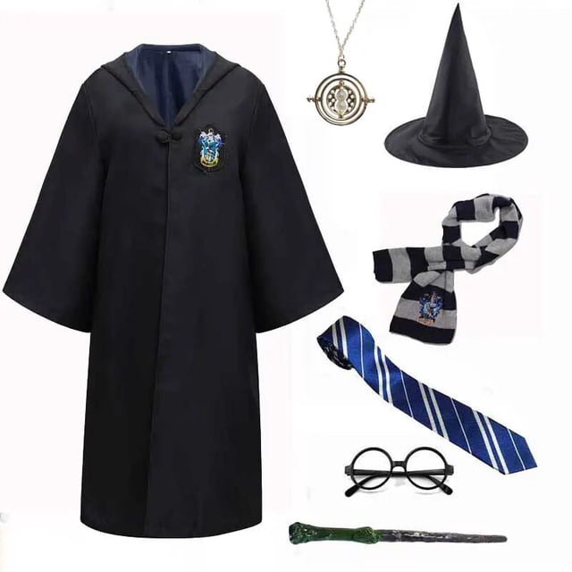 Disfraz de bruja y mago para niños y adultos, bata con capa para niños, niñas, hombres y mujeres, Cosplay de Halloween