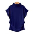 thumbnail image 2 of HAJWOH Women's Half Turtleneck Sleeve T-Shirt Solid Color Mock Neck Dolman Short Sleeve Top Casual Fashion Loose Shirt, 2 of 6