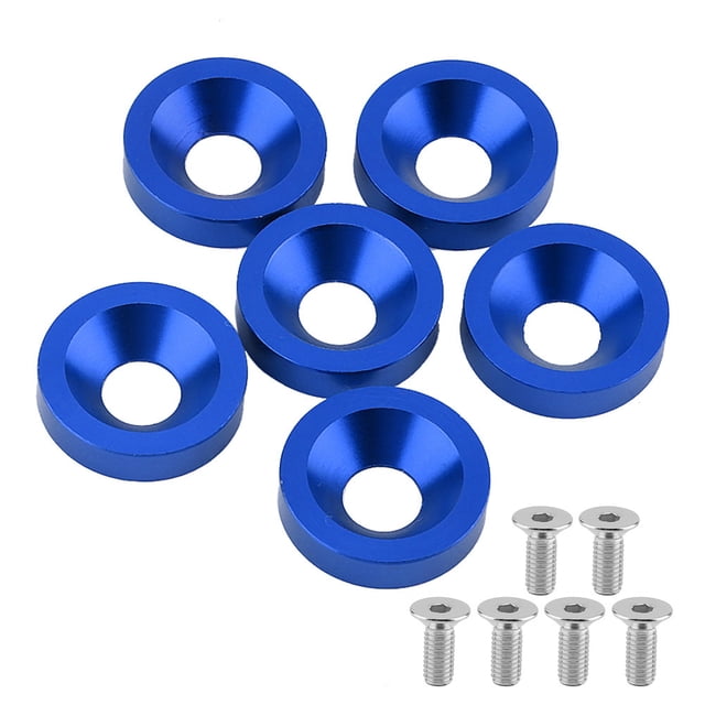 6pcs Car Motorcycle License Plate Frame Fender Bumper Engine Cover Washer/Bolt Kit (Blue)