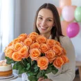 thumbnail image 2 of Two Dozen Orange Roses- Beautiful Fresh Flowers Bouquet- Express Delivery, 2 of 5