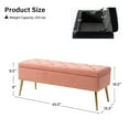 thumbnail image 5 of Tina's Home Velvet Storage Bench 45" Upholstered End of Bed Foot Stool Bedroom Entryway Pink, 5 of 9