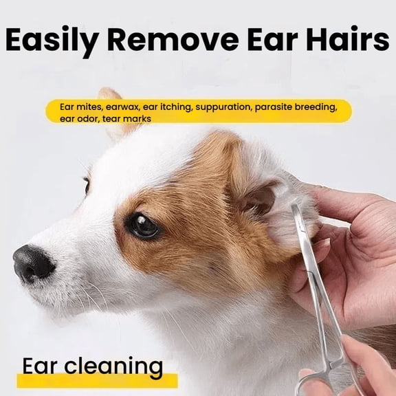 Zohisin Stainless Steel Pet Ear Hair Tweezers, Curved Tip Cleaning Clamp for Dogs & Cats, Durable Rust-Resistant Grooming Tool, Safe Ear Hair Remover with Ergonomic Design