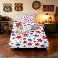 thumbnail image 5 of Manfei Watercolor Patriotic Stars Twin Sheets, USA Flag Bedding, Red Blue White, Polka Dots Reversible 3pcs (1 Flat Sheet, 1 Fitted Sheet and 1 Pillowcase), 5 of 6