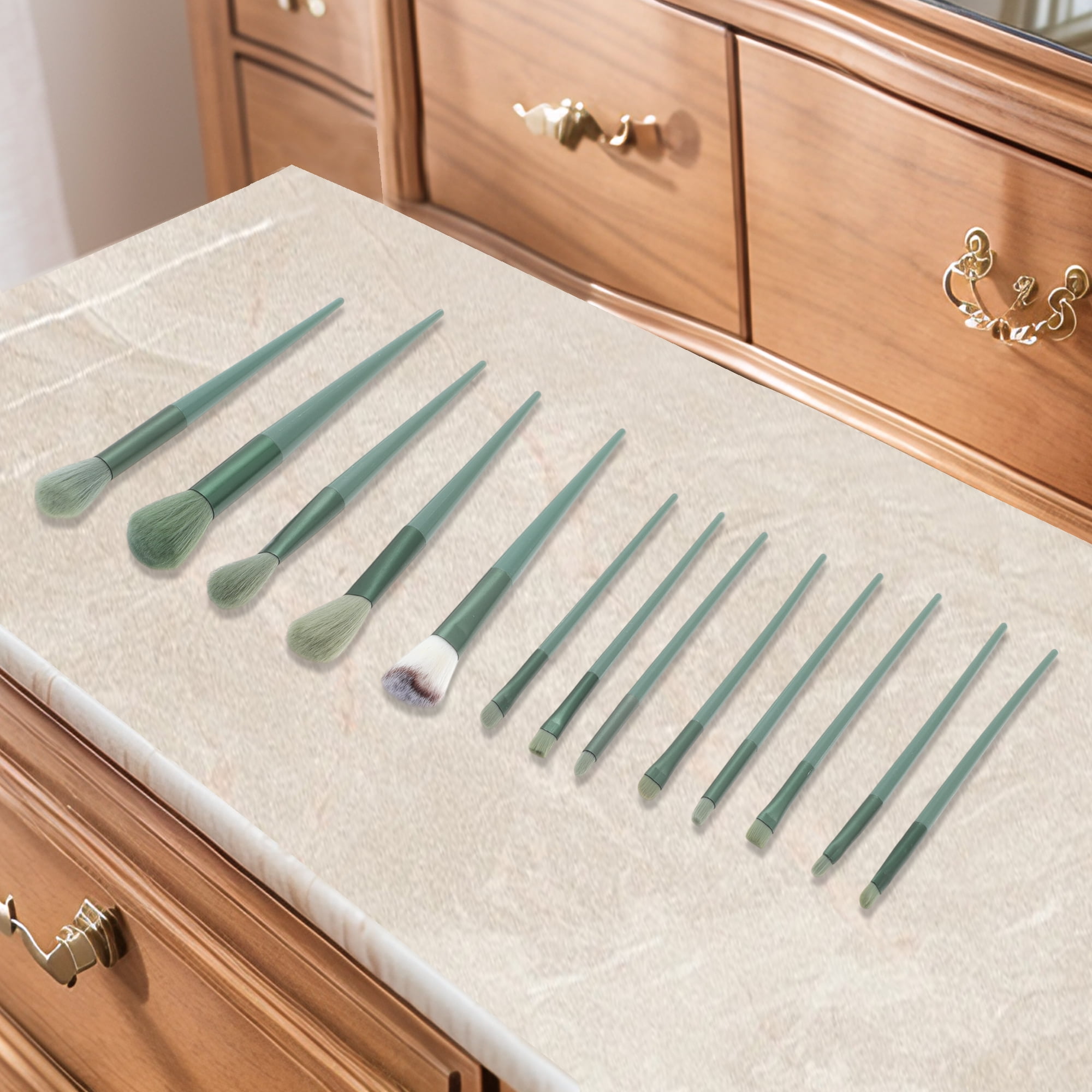 Unique Bargains 13 Pcs Lightweight Makeup Brush for Travel Green