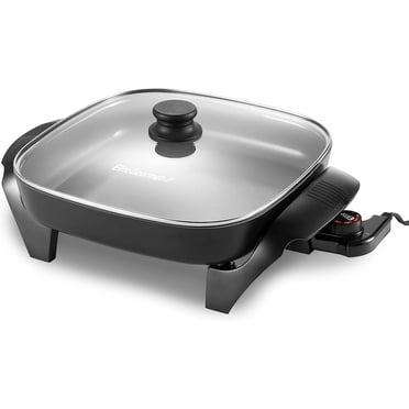 12"x12"x2.15” Healthy Ceramic Coated Electric Skillet, Dishwasher Safe, Rapid Heat Up, 1200W, Dark Grey