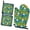Rooster and Pumpkin, variant on Rooster and Pumpkin Green Pattern Oven Mitts and Pot Holder Sets 2 Pcs for Kitchen Baking, Cooking and Grilling, Heat Resistant Up To 392 °F