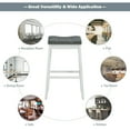 thumbnail image 6 of Gymax Set of 2 Nailhead Saddle Bar Stools 29'' Pub Chairs with Rubber Wood Legs White, 6 of 9
