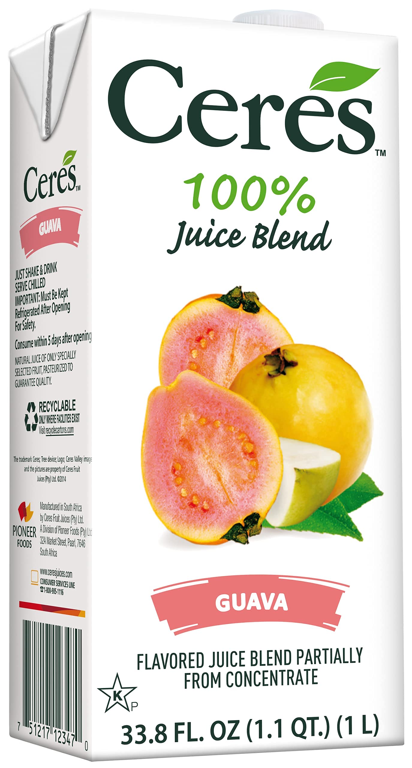 Ceres 100 All Natural Pure Fruit Juice Blend, Guava Gluten Free