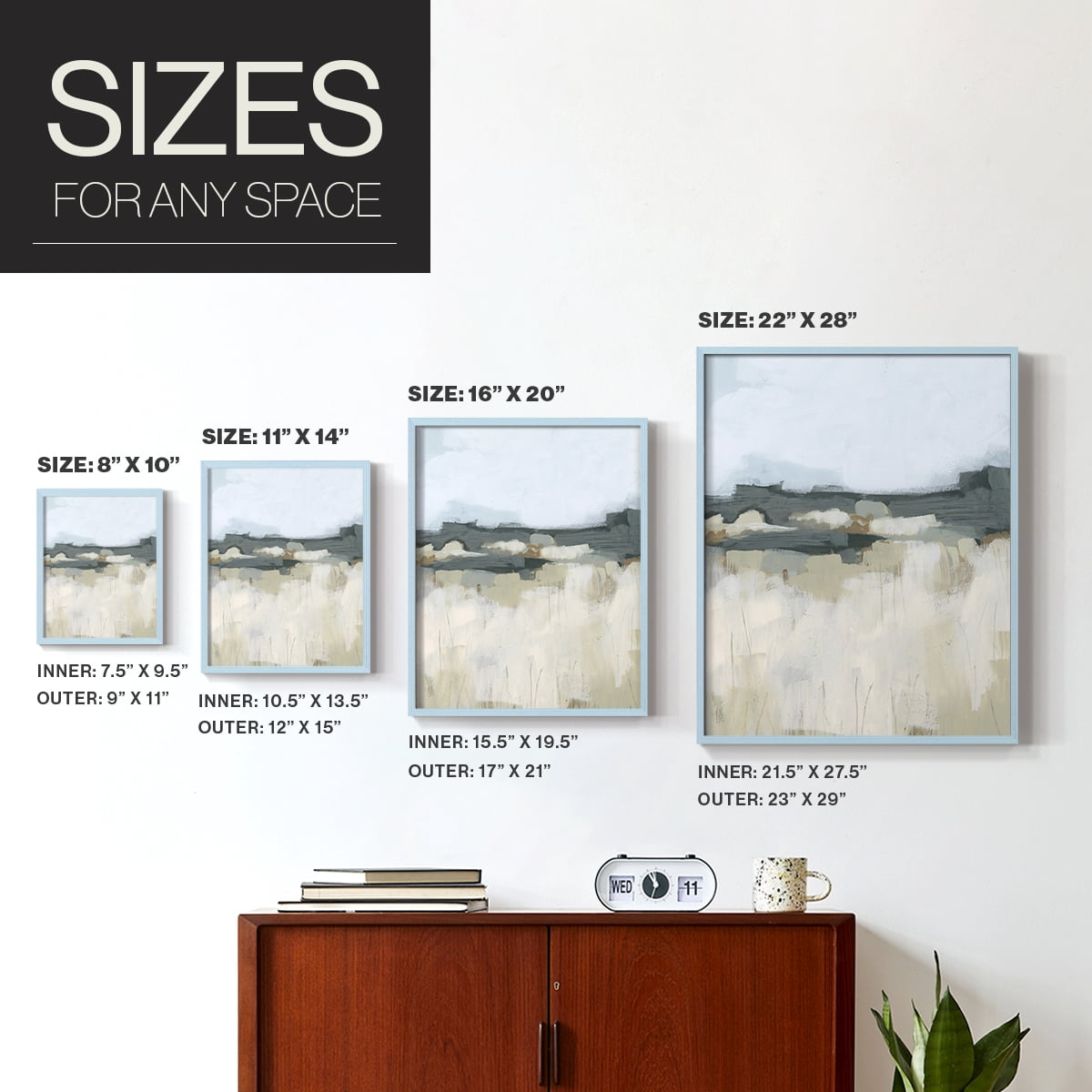 Brushstroke Badlands I Framed Print in Blue Solid Wood Framed Print No Nail Hanging