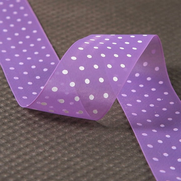 XmhyTop-A Ribbons 10 Yards Polka Dot Ribbon Chiffon Ribbon, 2.5cm Width Polyester Polka Dot Chiffon Ribbon, Ideal for Gift Wrapping, Wedding Party Decor,Dark Purple White