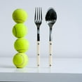 thumbnail image 2 of SABRE PARIS - 2-Piece Serving Set - Bistrot Collection - Large Fork & Large Spoon - Stainless Steel & Nylon - Dishwasher Safe - Ivory - Brilliant Finish, 2 of 4