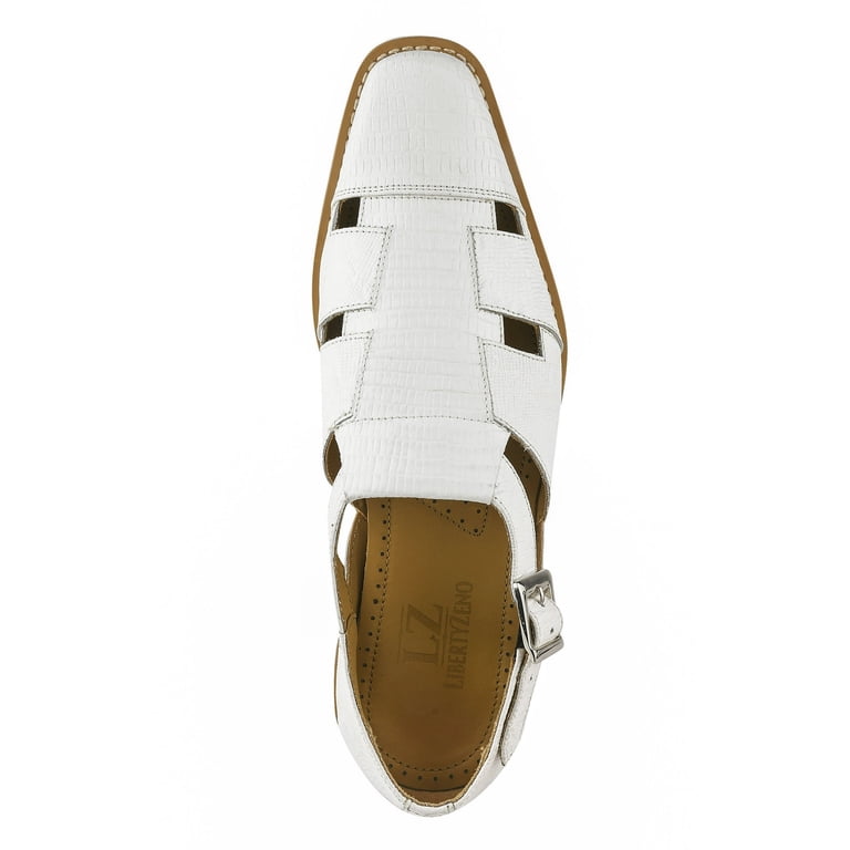 LIBERTYZENO Mens Fisherman Lizard Print Genuine Leather 