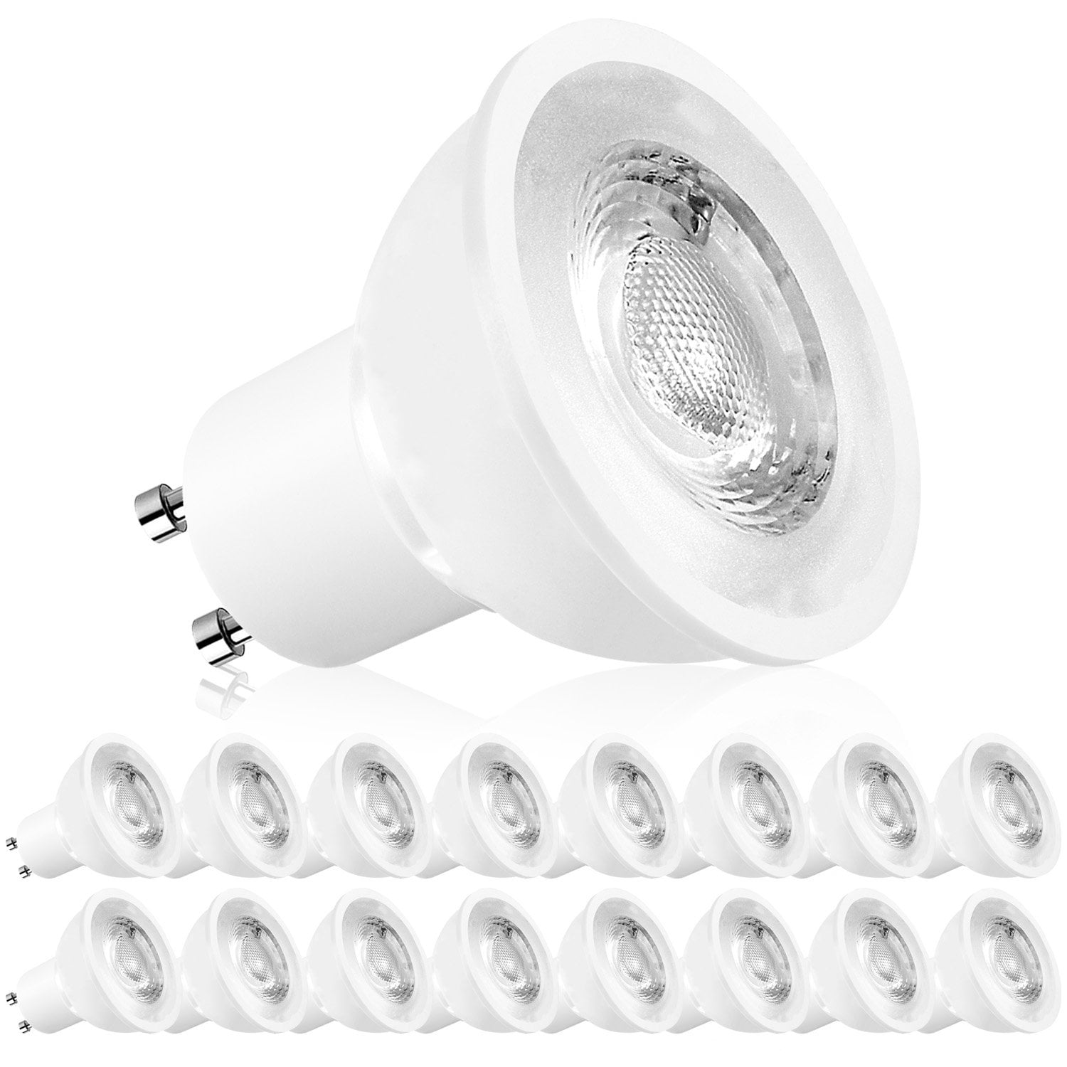 MR16 GU10 Dimmable LED Light Bulbs, 50W Halogen Equivalent, 2700K White, 500 Lumens, 16-Pack -