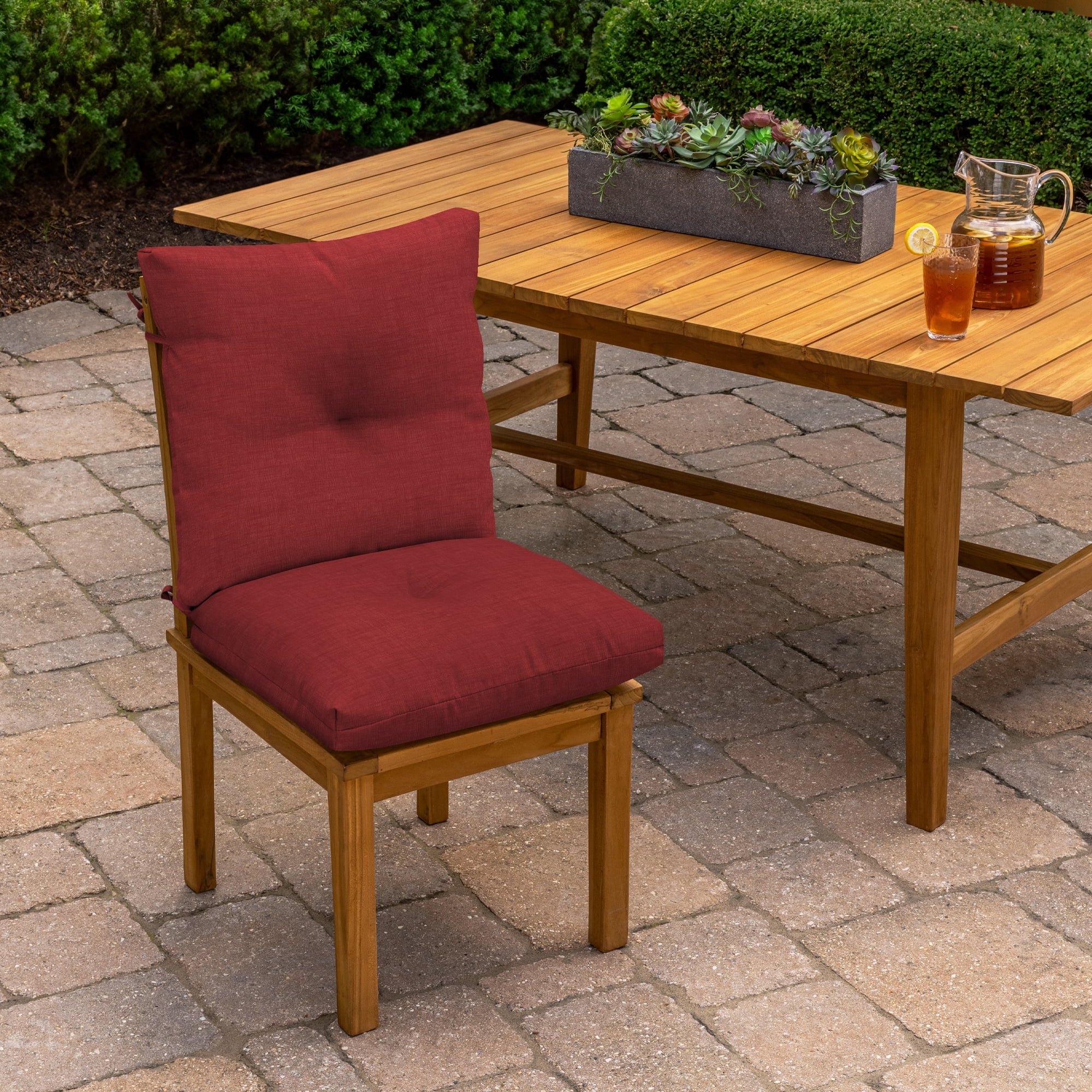 ARDEN Outdoor Plush Modern Tufted Blowfill Dining Chair Cushion, 21 x 40, Water Repellent, Fade Resistant, Tufted Cushion for Dining and Bistro Chairs, Ruby Red Leala