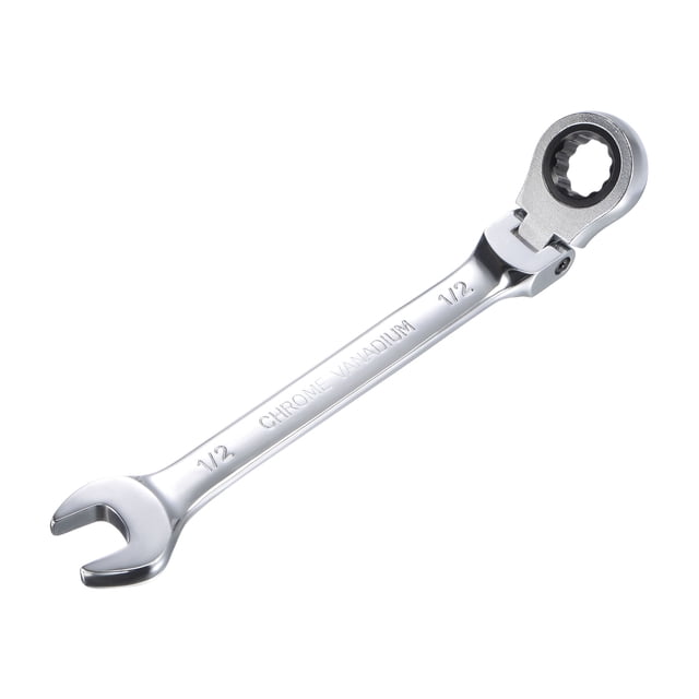 Unique Bargains 1/2' Flex-Head Ratcheting Combination Wrench SAE 72 Teeth 12 Point Ratchet Box Ended Spanner Tools, Cr-V