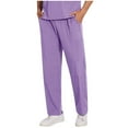 thumbnail image 2 of Mens Working Set Suits Solid Color V-neck Pocket Caregiver Short Sleeved Shirt Elastic Pants Nurse Uniform Sets Purple S, 2 of 6