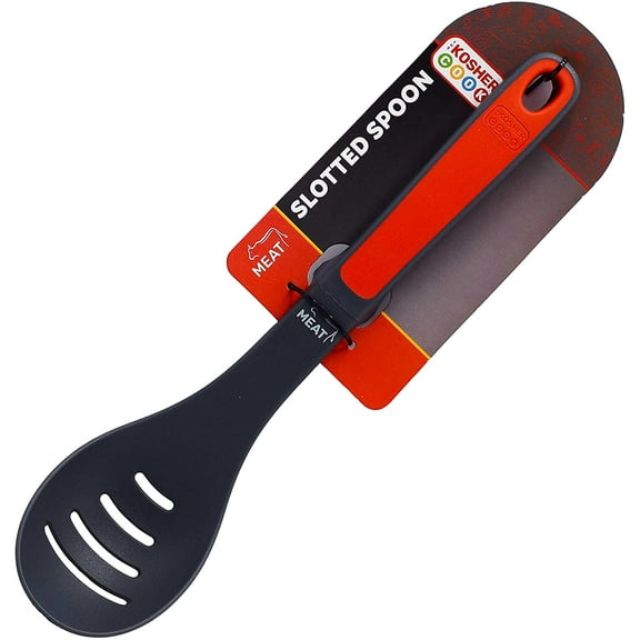 The Kosher Cook, 12 Inch Silicone Mixing and Serving Slotted Spoon - Red