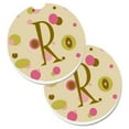 thumbnail image 1 of Carolines Treasures CJ1004-RCARC Letter R Initial Monogram Tan Dots Set of 2 Cup Holder Car Coaster, 1 of 1