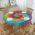 thumbnail image 4 of Colourful Tie Dye Round Fitted Tablecloth with Elastic 40-44 Inch, 4 of 4