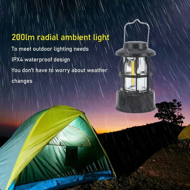Retro Portable Camping Lantern, Survival Light IPX4 Waterproof Rechargeable LED Camping Lantern  for Hiking for Sailing